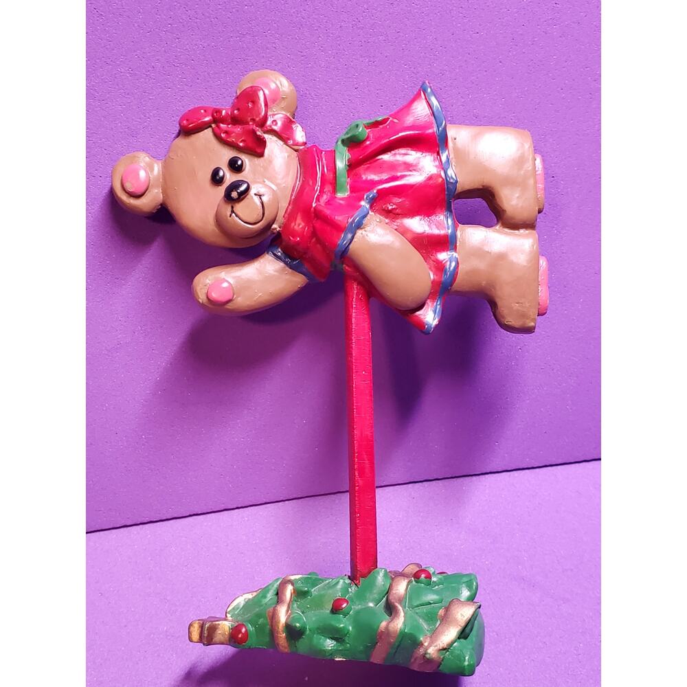 Bear over Christmas Tree Figurine - Ceramic